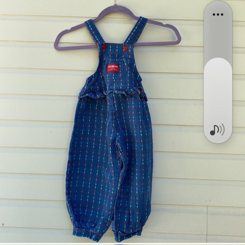 OshKosh B’Gosh Vintage Jean Logo Ruffle Overalls 4t